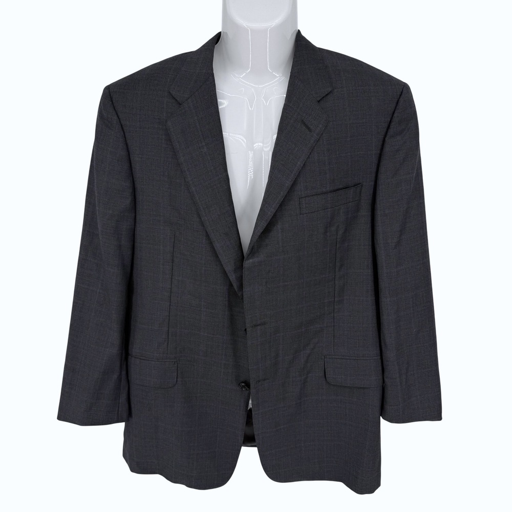 Hickey Freeman Charcoal Plaid Wool Loro Piana‎ Tasmanian Super 130s Blazer 42R
